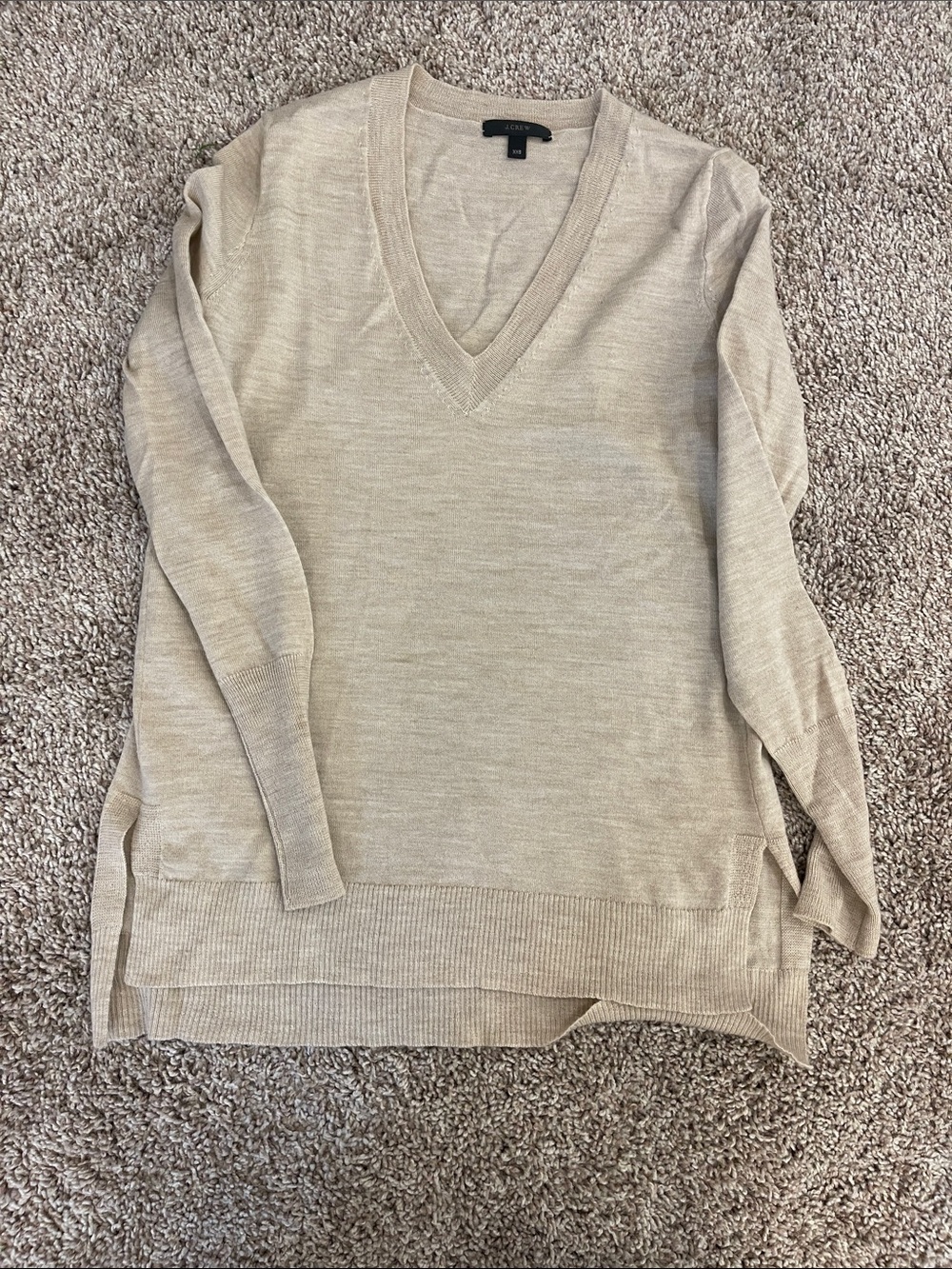 J. Crew Beige V-Neck Lightweight Sweater